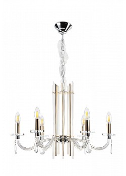 Люстра Crystal Lux AURELIO SP6 GOLD+CHROME/TRANSPARENT