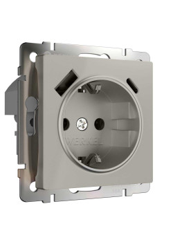 Розетка с заземлением, шторками и USB тип A+C (дымчатый) W1271704/ a069465