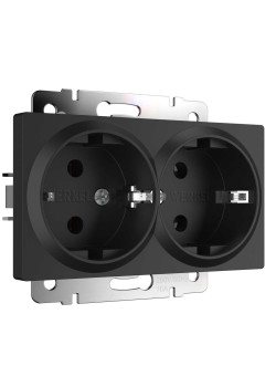 Розетка Werkel двойная с заземлением черный матовый W1172008 4690389156922