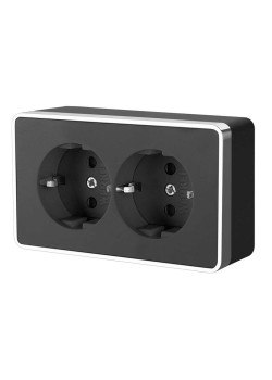 Розетка двойная с заземлением Werkel Gallant черный/хром W5072135 4690389164705