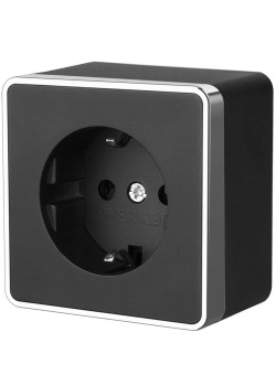 Розетка с заземлением Werkel Gallant черный/хром W5071035 4690389164514