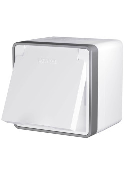 Розетка влагозащищенная с заземлением с защитной крышкой и шторками Werkel Gallant белый W5071201 4690389164583