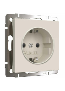 Розетка с заземлением и шторками Werkel айвори матовый W1171162 4690389184741
