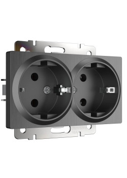 Розетка двойная с заземлением Werkel графит рифленый W1172004 4690389158650