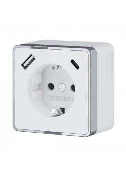 Розетка с заземлением, шторками и USB тип A+C Werkel Gallant белый W5071701 4690389179594