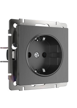 Розетка с заземлением и шторками Werkel графит рифленый W1171104 4690389158636