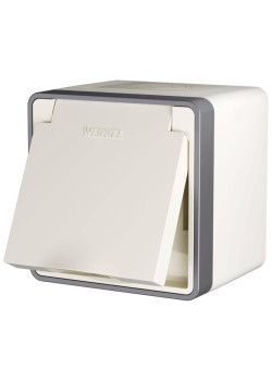 Розетка влагозащищенная с заземлением с защитной крышкой и шторками Werkel Gallant слоновая кость W5071203 4690389164590