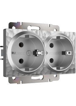 Розетка Werkel Hammer двойная с заземлением серебряный W1272006 4690389162954