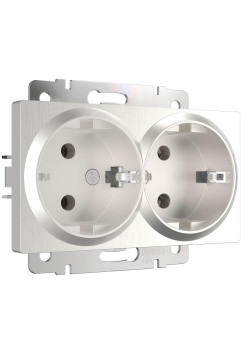 Розетка двойная с заземлением Werkel перламутровый рифленый W1172013 4690389161070