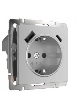 Розетка Werkel с быстрой зарядкой USB Type A+С серебристая W1171706 4690389176432