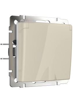 Розетка влагозащищенная с заземдением с защитной крышкой и шторками Werkel слоновая кость W1171203 4690389155765