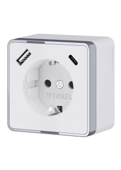 Розетка с заземлением, шторками и USB тип A+C Werkel Gallant белый W5071701 4690389179594