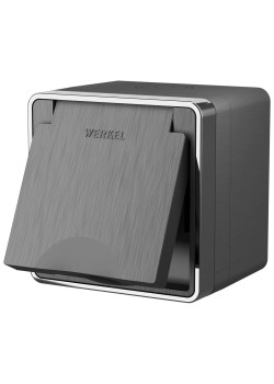 Розетка влагозащищенная с заземлением с защитной крышкой и шторками Werkel Gallant графит рифленый W5071204 4690389164606