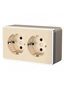 Розетка Werkel двойная с заземлением Gallant шампань рифленый W5072110 4690389164682