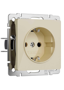 Розетка с заземлением и шторками Werkel айвори акрил W1171143 4690389197093