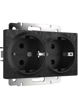Розетка Werkel Hammer двойная с заземлением черный W1272008 4690389162961