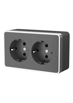 Розетка двойная с заземлением Werkel Gallant графит рифленый W5072104 4690389164675