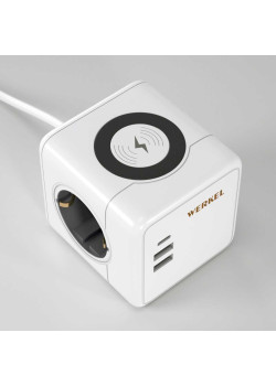 Розеточный блок 3-местный Werkel + 3 USB + беспроводная зарядка W6513501 4690389204265