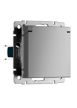 Розетка влагозащищенная с заземлением с защитной крышкой и шторками Werkel N cеребряный рифленый W1171209 4690389213113