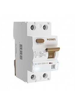 Устройство защитного отключения Werkel 1P+N 40A 300mА АС 6kА W912P404 4690389202803