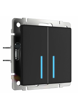 Сенсорный выключатель двухклавишный Werkel с подсветкой черный W4520008 4690389179570