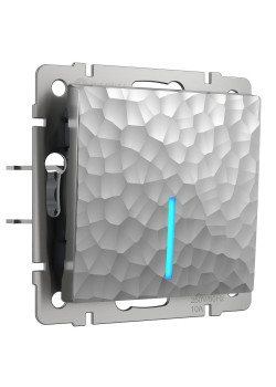 Выключатель Werkel Hammer одноклавишный с подсветкой серебряный W1210106 4690389162008