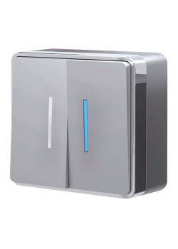 Выключатель двухклавишный с подсветкой Werkel Gallant серебряный W5020106 4690389167119