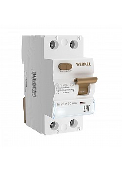 Устройство защитного отключения Werkel 1P+N 25A 30mА АС 6kА W912P256 4690389193088