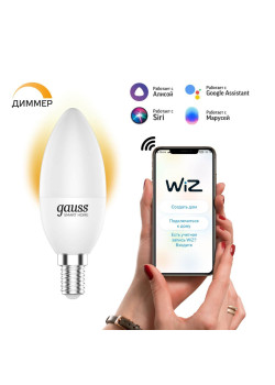 Лампа светодиодная диммируемая Gauss Smart Home E14 5W 2700K матовая 1100112