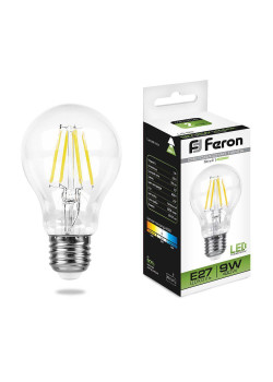 Лампа светодиодная филаментная Feron E27 9W 4000K Шар Прозрачная LB-63 25632