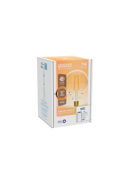 Лампа светодиодная диммируемая филаментная Gauss Smart Home Filament E27 7W 2500K золотистая 1320112