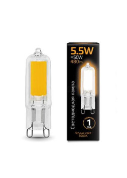 Лампа светодиодная Gauss G9 5.5W 3000K прозрачная 107809105