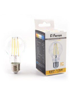 Лампа светодиодная филаментная Feron E27 13W 2700K прозрачная LB-613 38239