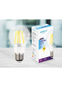 Лампа светодиодная филаментная Ambrella light E27 6W 4200K прозрачная 205029