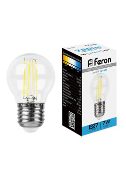 Лампа светодиодная филаментная Feron E27 7W 6400K прозрачная LB-52 38222