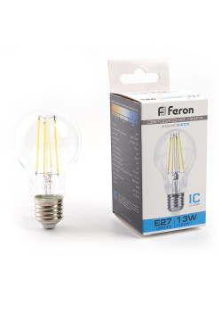 Лампа светодиодная филаментная Feron E27 13W 6400K прозрачная LB-613 48283