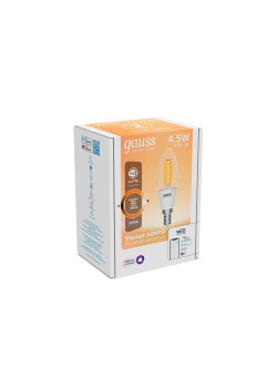 Лампа светодиодная диммируемая филаментная Gauss Smart Home Filament E14 4,5W 2700K прозрачная 1230112
