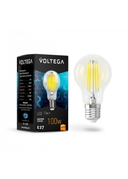 Лампа светодиодная филаментная Voltega E27 10W 2800К прозрачная VG10-А1E27warm10W-F 7102