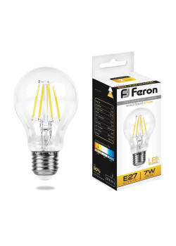 Лампа светодиодная филаментная Feron E27 7W 2700K Шар Прозрачная LB-57 25569
