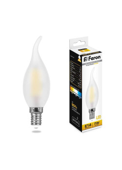 Лампа светодиодная филаментная Feron E14 7W 2700K Свеча на ветру Матовая LB-67 25786