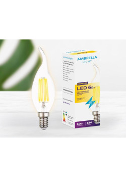 Лампа светодиодная филаментная Ambrella light E14 6W 3000K прозрачная 202214