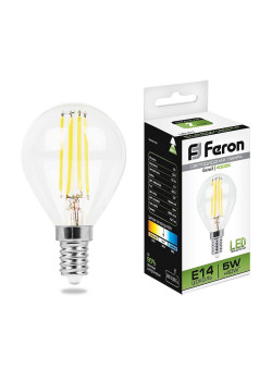 Лампа светодиодная филаментная Feron E14 5W 4000K прозрачная LB-61 25579