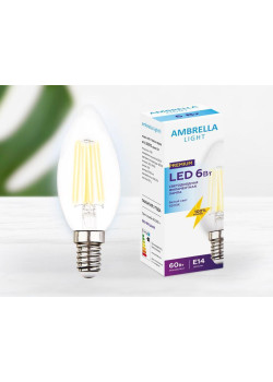Лампа светодиодная филаментная Ambrella light E14 6W 4200K прозрачная 202115