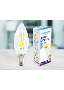 Лампа светодиодная филаментная Ambrella light E14 6W 4200K прозрачная 202124
