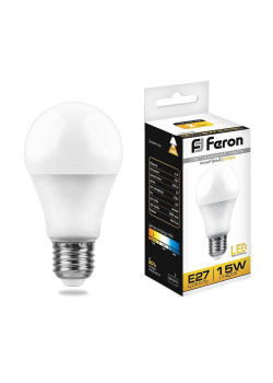 Лампа светодиодная Feron E27 15W 2700K Шар Матовая LB-94 25628
