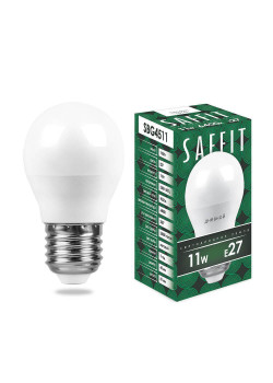 Лампа светодиодная Saffit E27 11W 6400K Шар Матовая SBG4511 55141