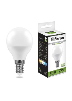 Лампа светодиодная Feron E14 7W 4000K Шар Матовая LB-95 25479