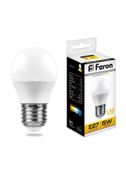Лампа светодиодная Feron E27 5W 2700K Шар Матовая LB-38 25404