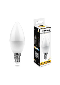 Лампа светодиодная Feron E14 9W 2700K Свеча Матовая LB-570 25798