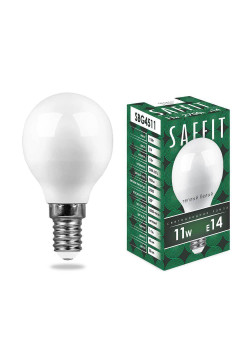 Лампа светодиодная Saffit E14 11W 2700K Шар Матовая SBG4511 55136